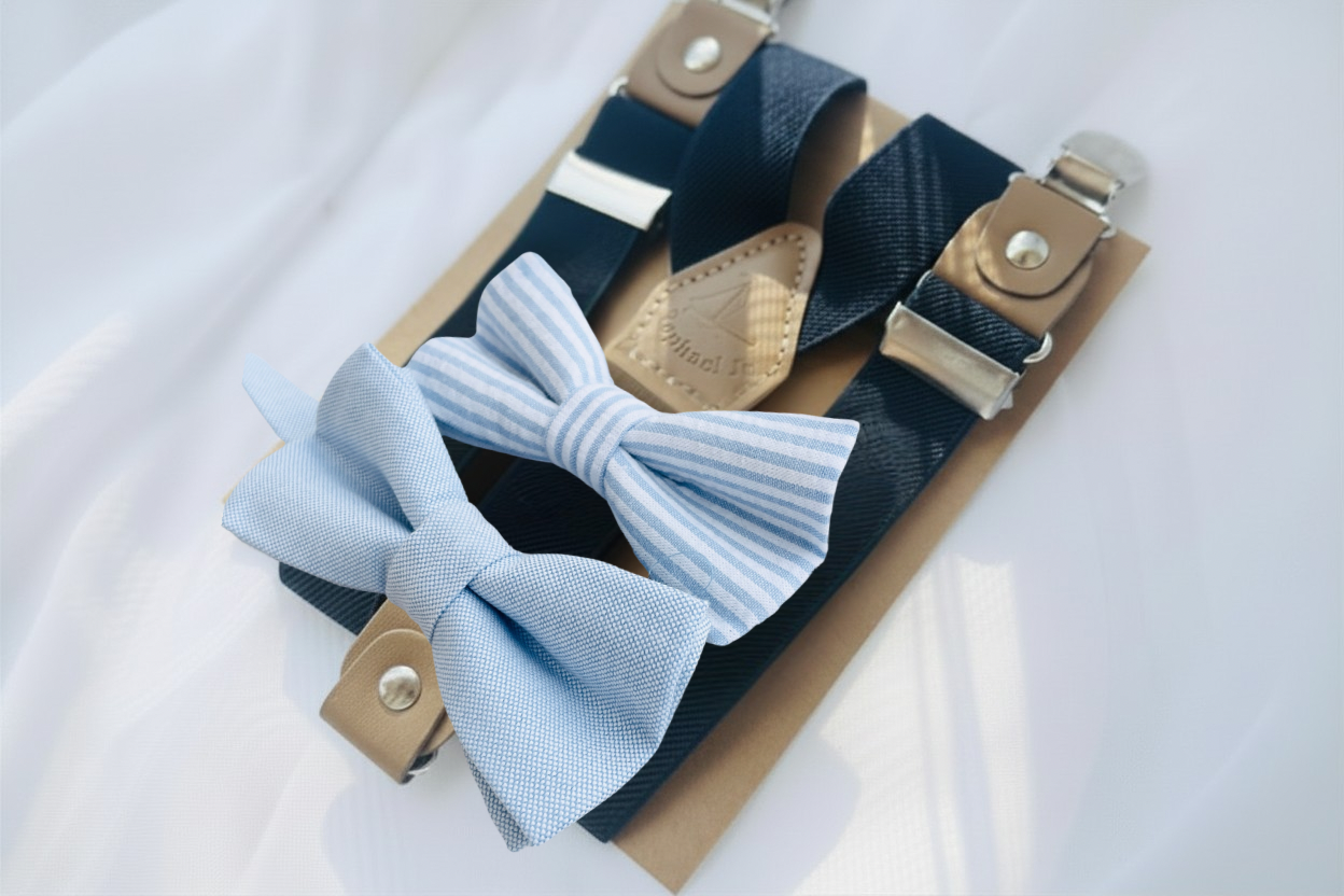 Baby and toddler bow ties and suspenders set