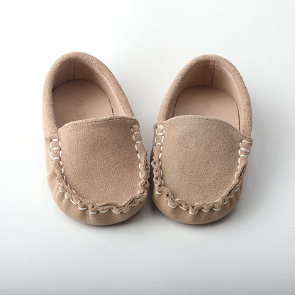 Beige tan suede Leather moccasins loafers boat shoes