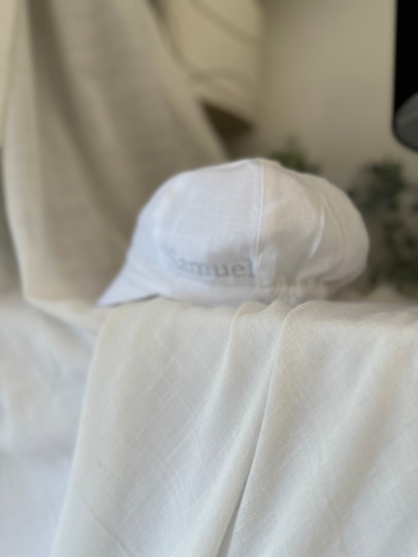 White linen summer Baptism outfit with suspender shorts, shirt, bowtie plus optional extras