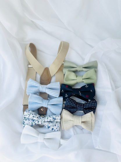 Baby and toddler bow ties and suspenders set