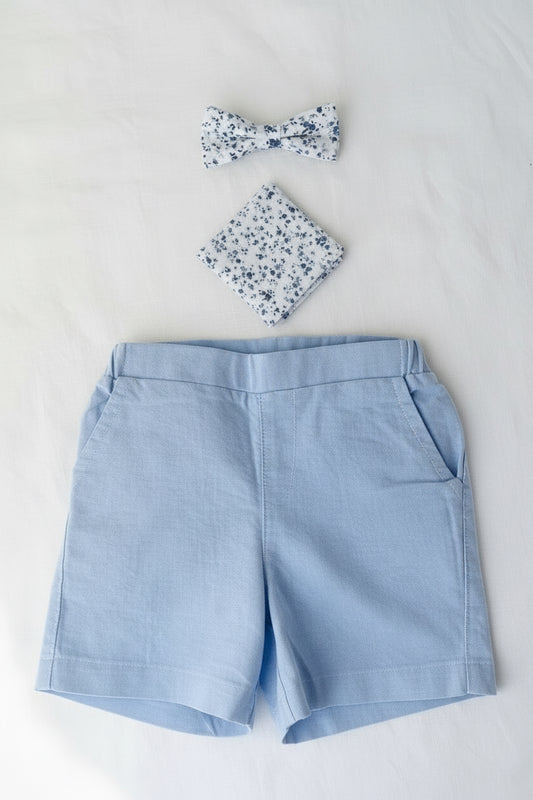 Boys pale baby blue chambray cotton shorts