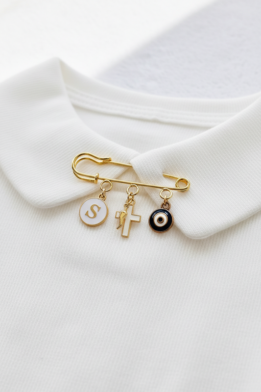 Gold or Silver coloured Baby Baptism keepsake Brooch