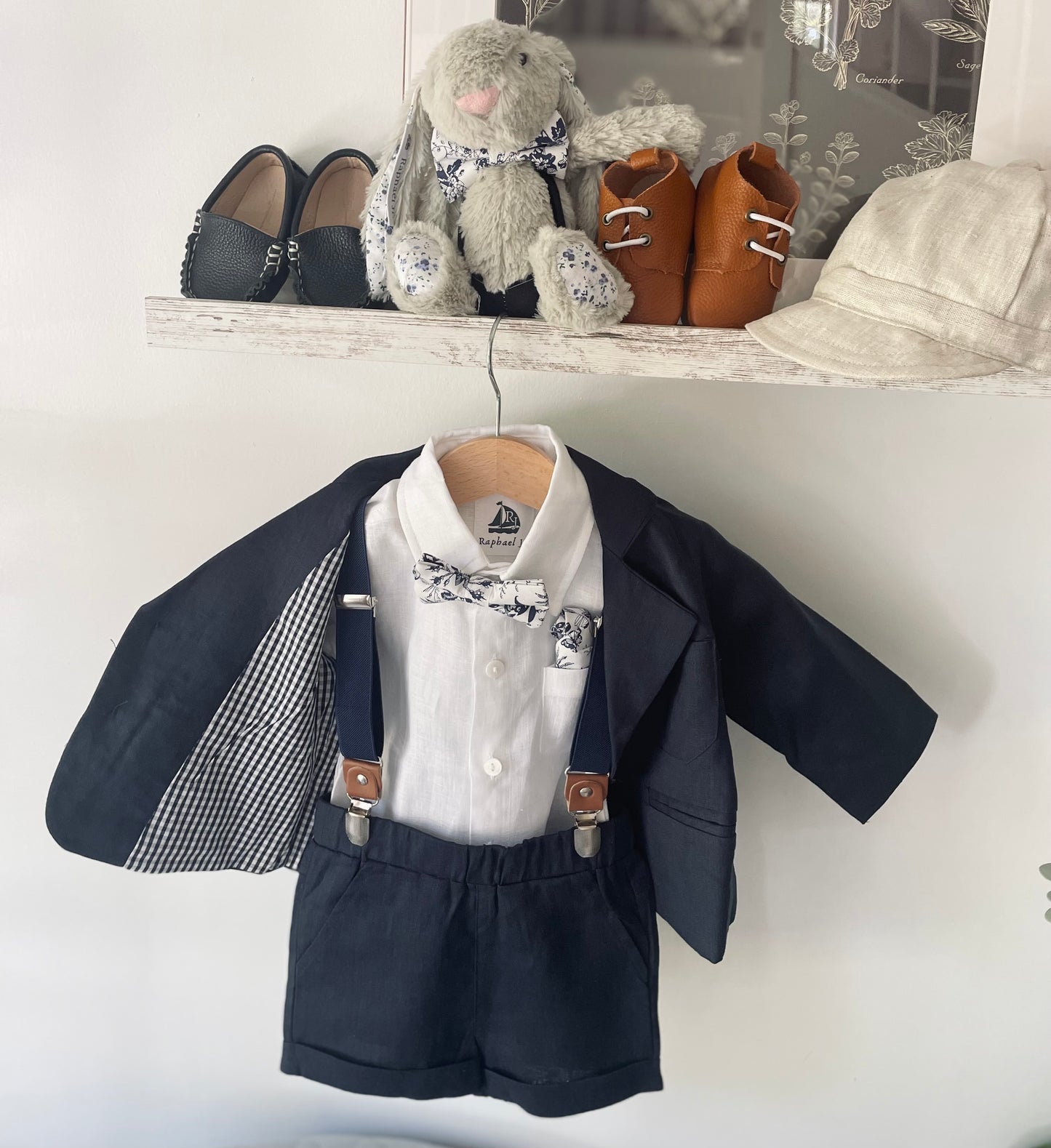 Boys Navy blue linen Summer suit