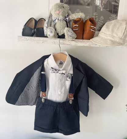 Boys Navy blue linen Summer suit