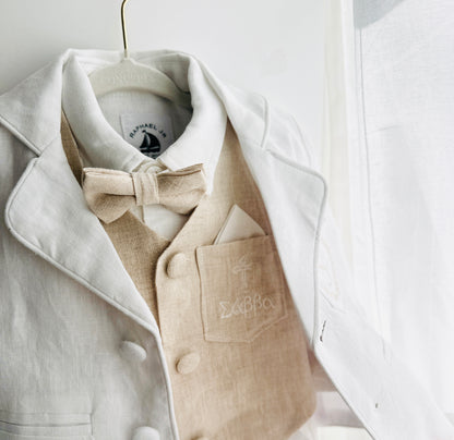 White suit with and Beige vest set