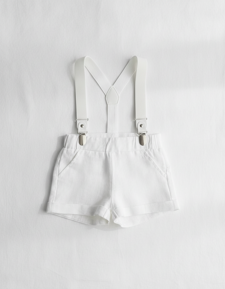 Boys white pure linen shorts