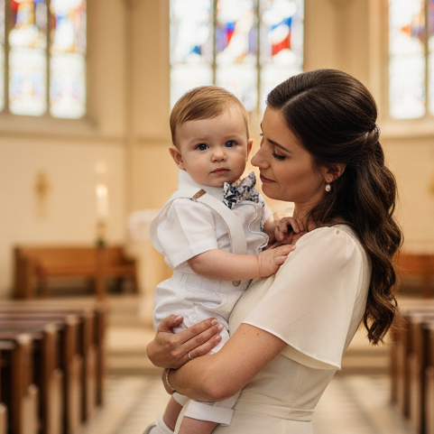 White Linen Baptism summer Set with Optional Jacket