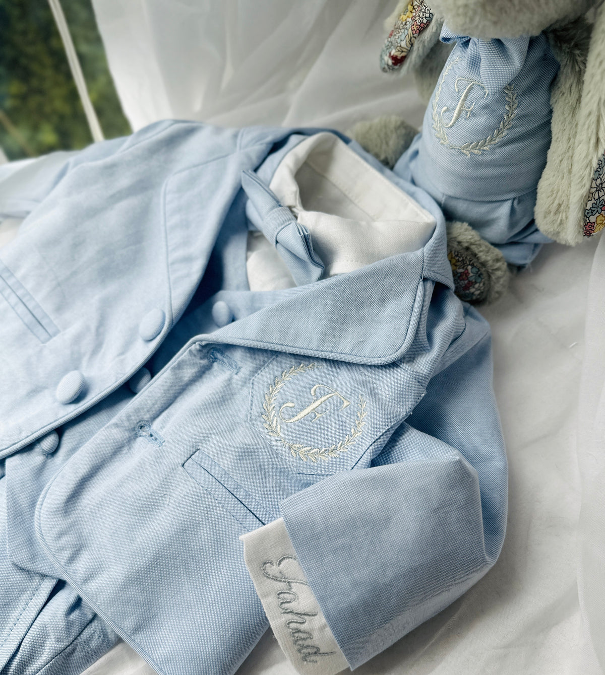 Pale Blue Chambray Vest Suit with optional Jacket