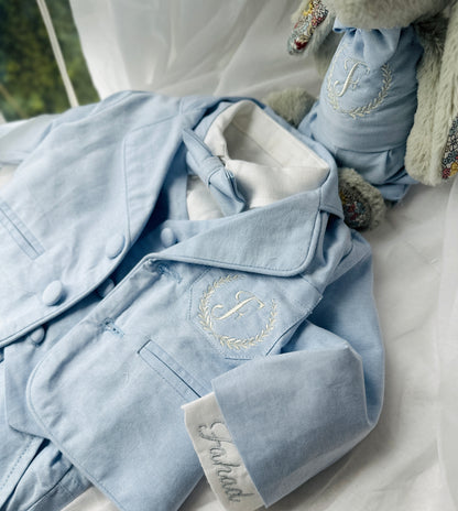 Pale Blue Chambray Vest Suit with optional Jacket
