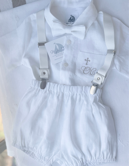 white pure linen bloomers