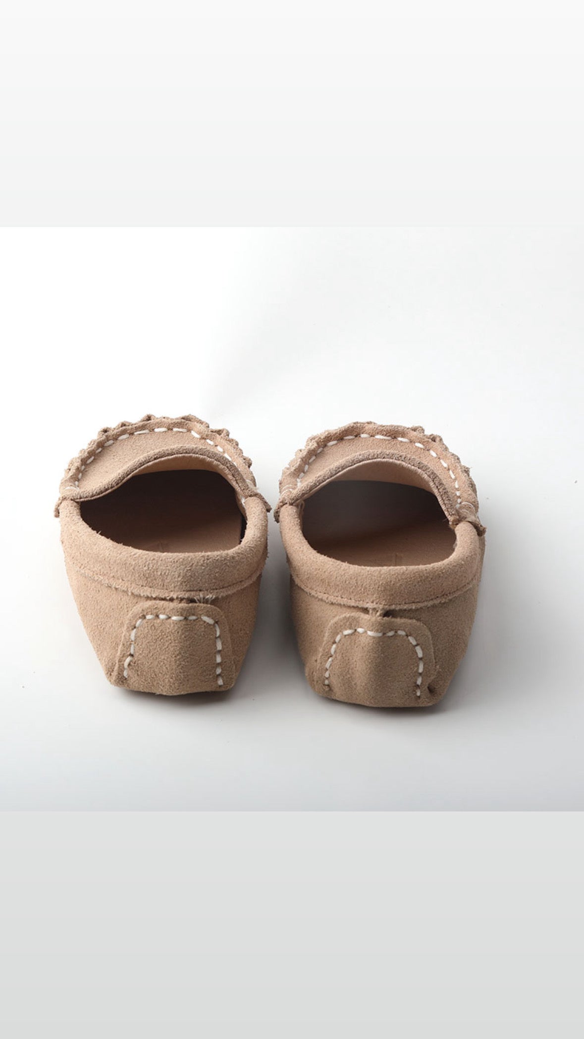 Beige tan suede Leather moccasins loafers boat shoes