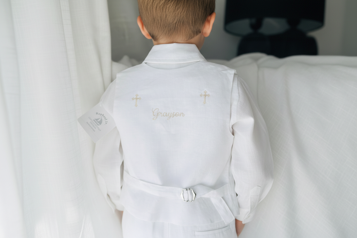 White linen vest waistcoat