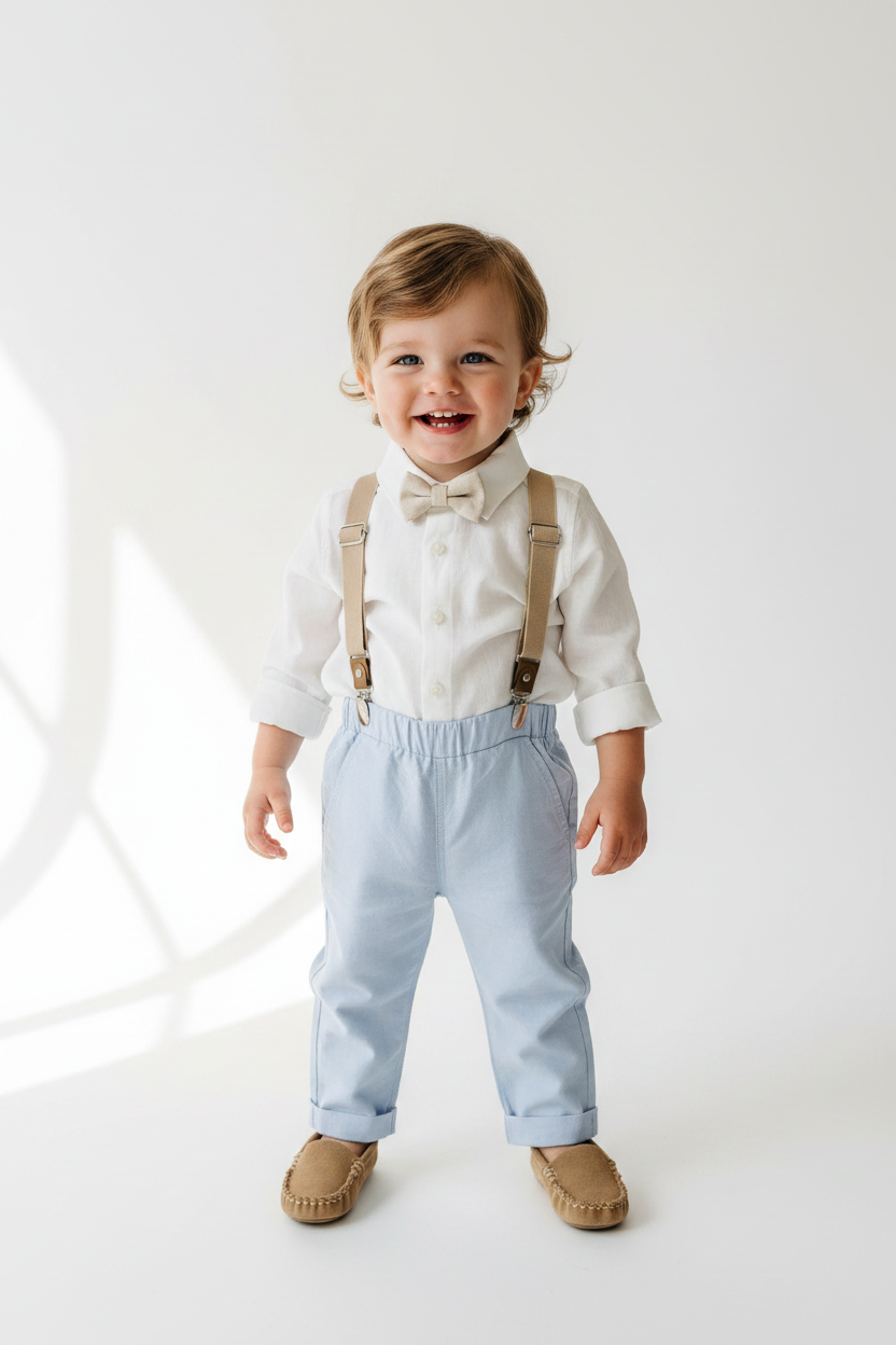 Pale Blue Suit with white linen vest and optional Jacket