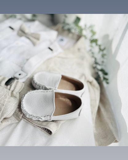 Beige linen pants and shirt set with bowtie and suspenders and optional personalisation