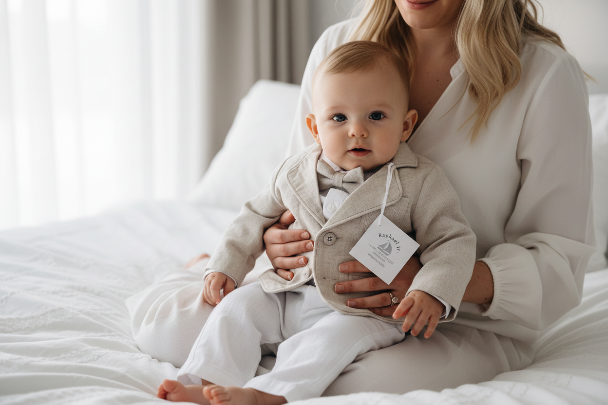 White and Beige Linen Set with optional Jacket Accessories and Embroidery