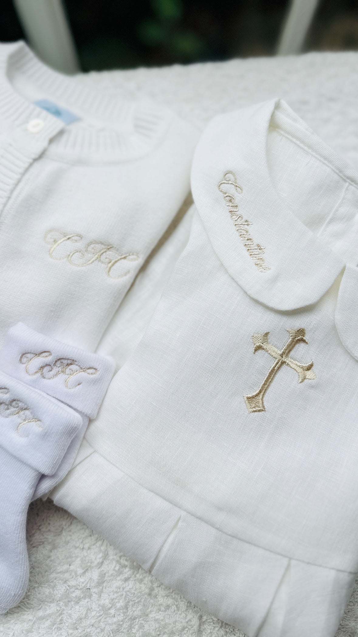 Embroidered Baptism and Christening bath towel