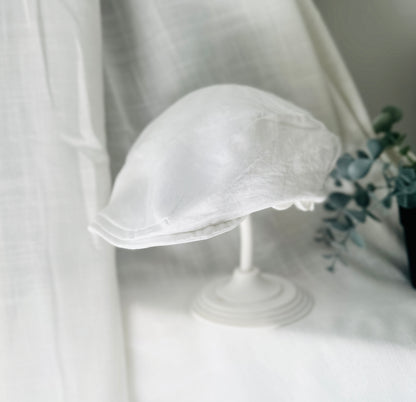 White linen Baptism Suit outfit with optional blue jacket and Accessories
