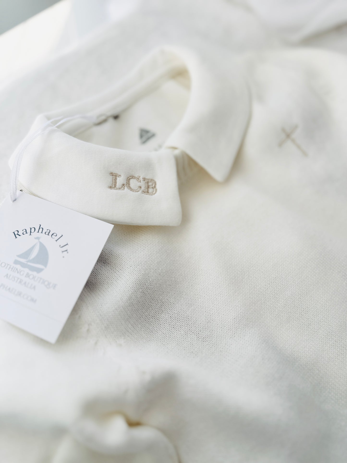 Baptism outfit with cotton onesie and jumper and linen bloomers