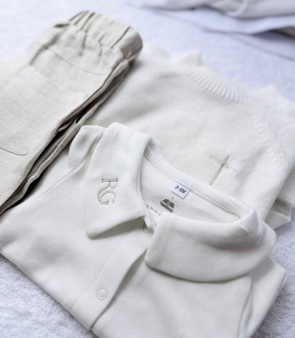 Long Sleeve Collared Cotton Onesie Bodysuit