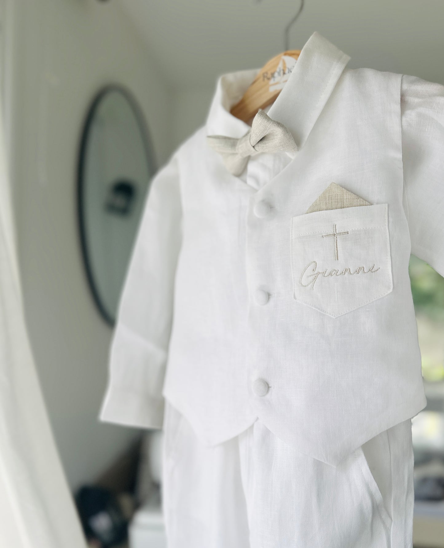 White linen vest waistcoat