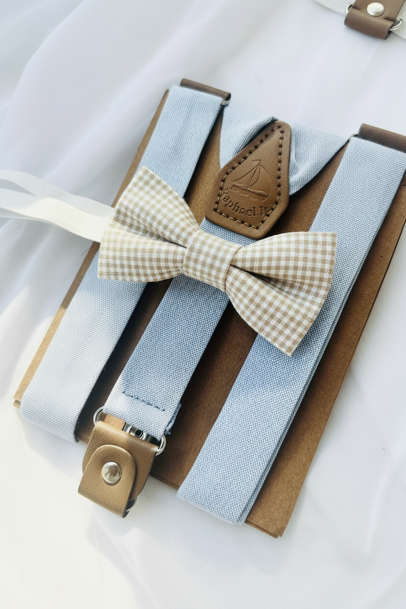 Baby and toddler bow ties and suspenders set