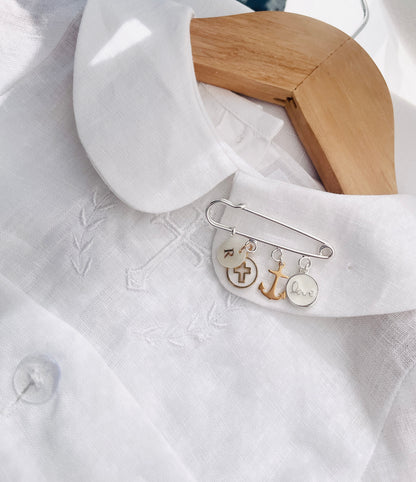 Baby Baptism keepsake Pin silver plated Brooch