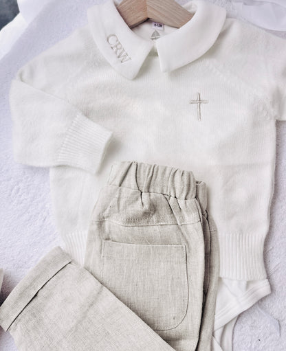 Long Sleeve Collared Cotton Onesie Bodysuit