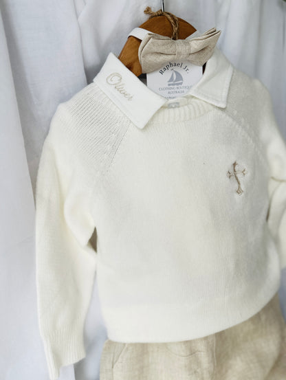 Long Sleeve straight Collared Cotton Onesie Bodysuit