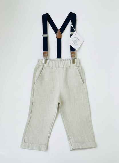 Navy blue and beige formal baptism or wedding suit with accessories and optional personalisation
