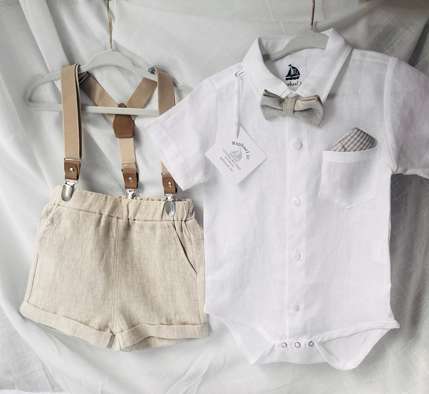 Baby and children's Pure linen white short sleeved shirt