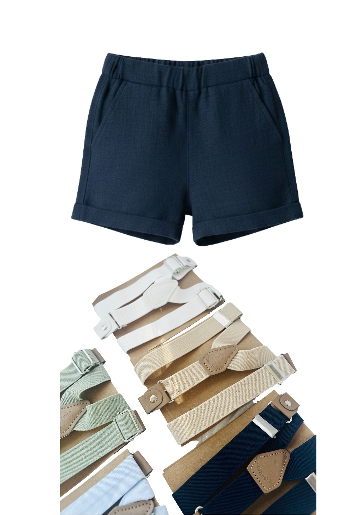 Boys navy blue pure linen shorts