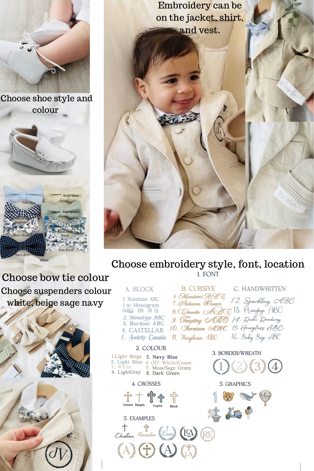 Beige Linen Summer Suit with navy blue accessories