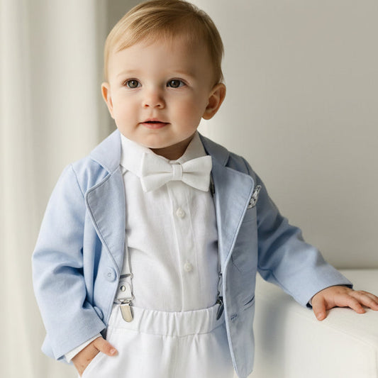 Pale Blue chambray cotton blazer jacket