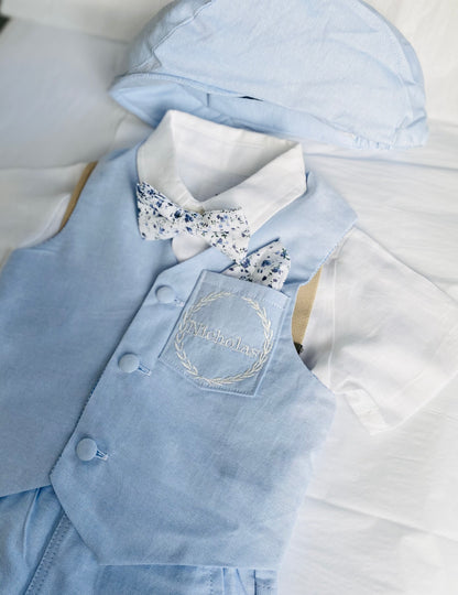 Blue chambray cotton cap