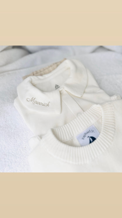 Long Sleeve Collared Cotton Onesie Bodysuit