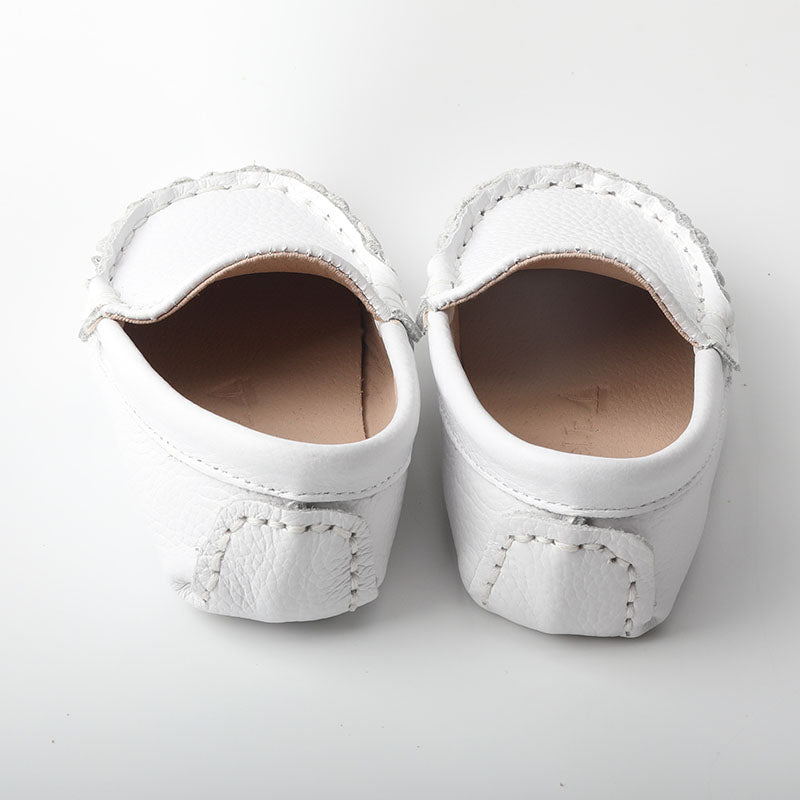 White Leather moccasins loafers boat shoes