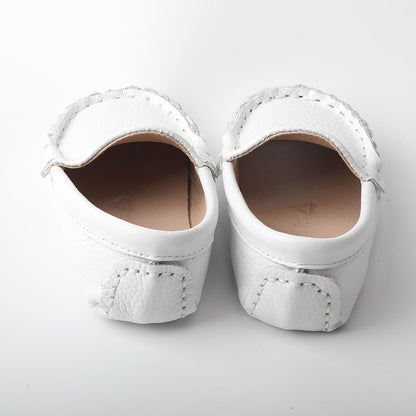 White Leather moccasins loafers boat shoes