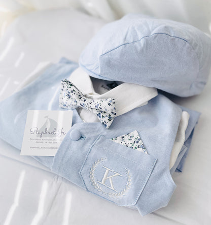 Pale Blue Chambray Vest Suit with optional Jacket