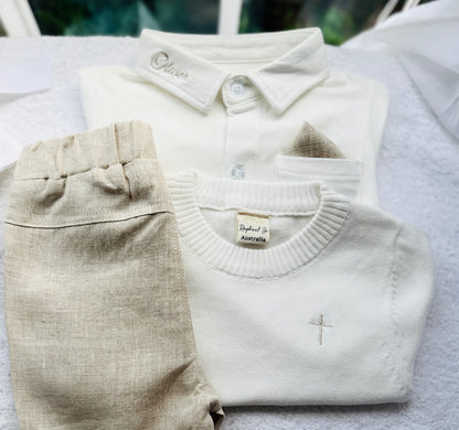 Long Sleeve straight Collared Cotton Onesie Bodysuit