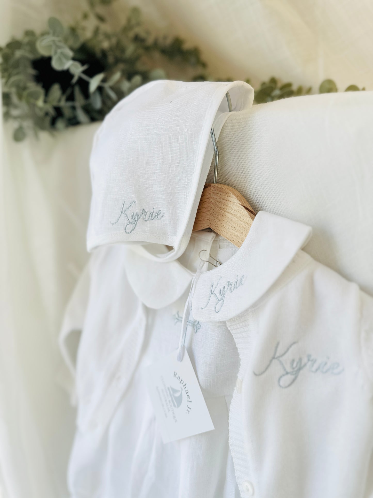 White cotton Baptism christening cardigan sweater with optional embroidery