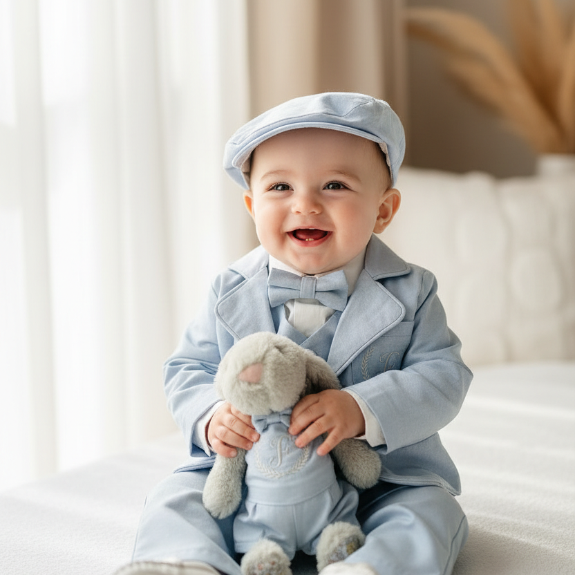 Pale Blue Chambray Vest Suit with optional Jacket