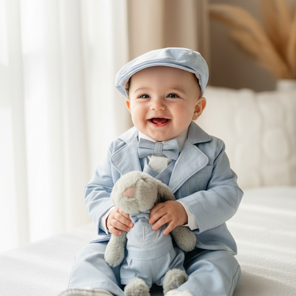 Pale Blue Chambray Vest Suit with optional Jacket