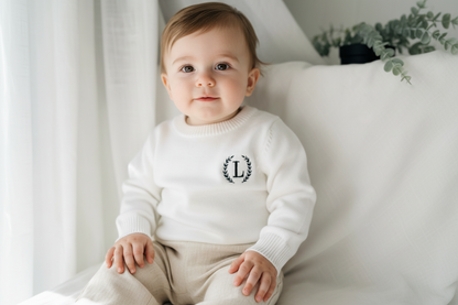 White cotton sweater with optional embroidery