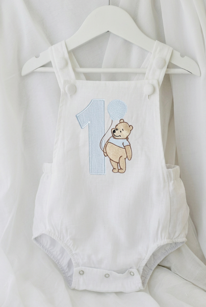 White beige or blue Pooh bear romper