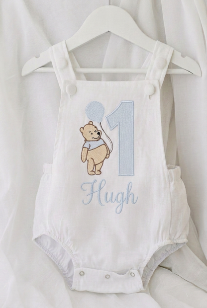 White beige or blue Pooh bear romper