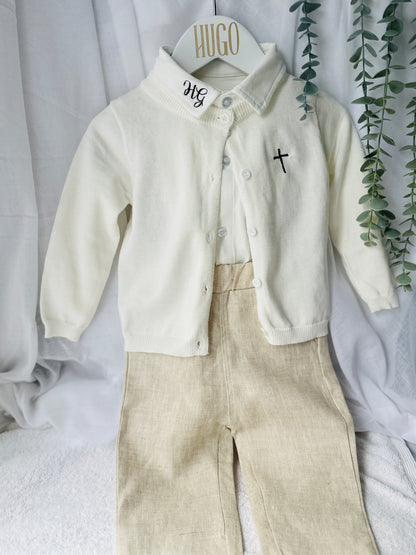 Long Sleeve straight Collared Cotton Onesie Bodysuit