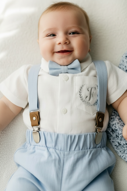 Pale Blue Chambray Vest Suit with optional Jacket