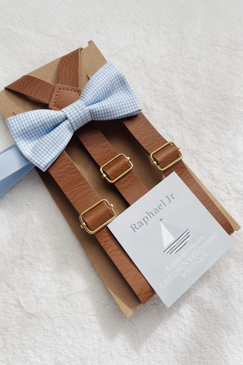 Baby and toddler bow ties and suspenders set