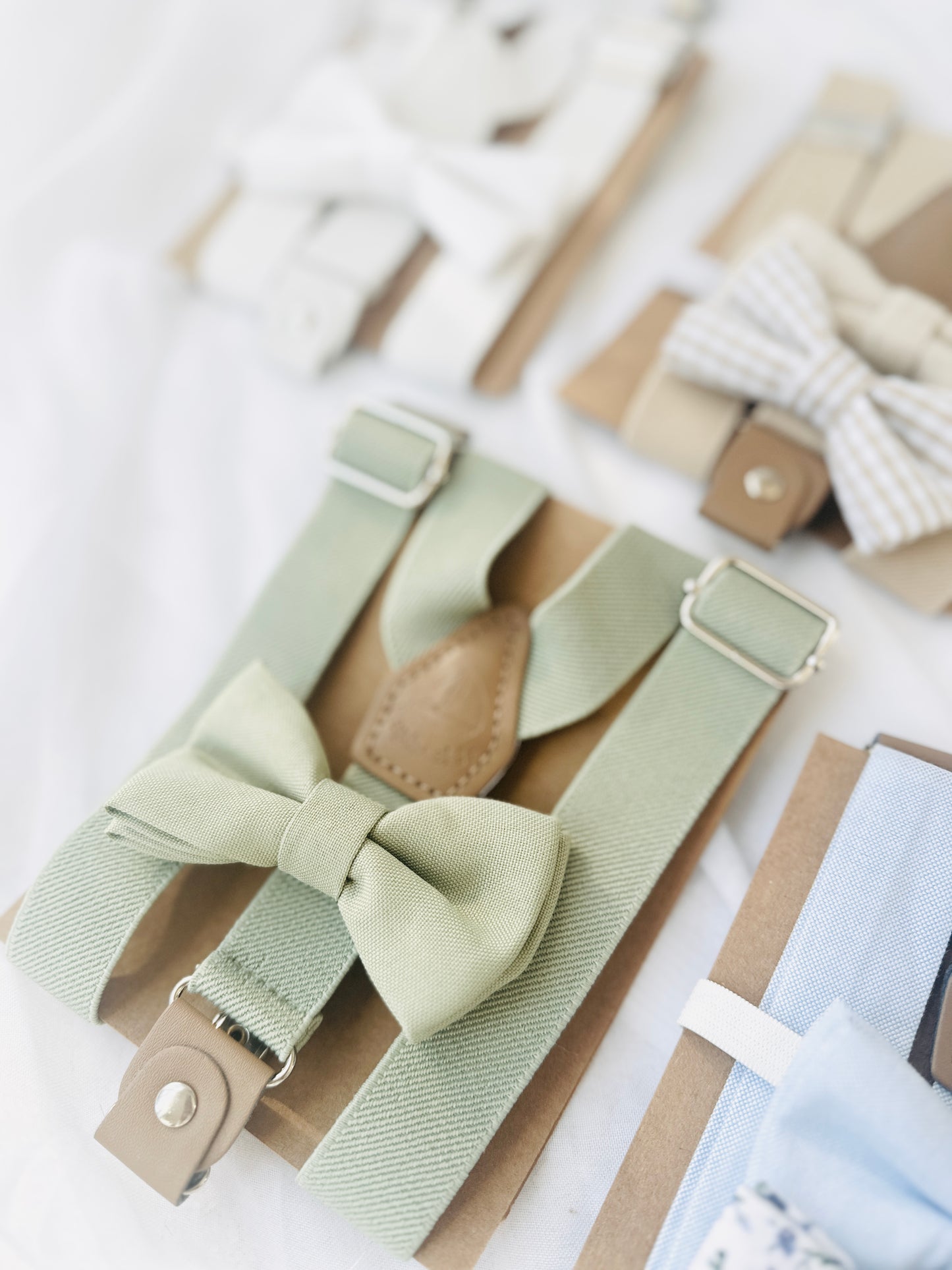 Baby and toddler bow ties and suspenders set
