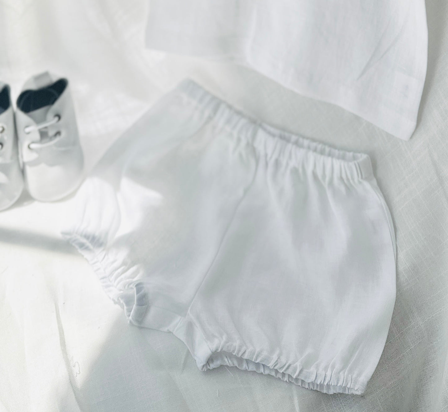 white pure linen bloomers